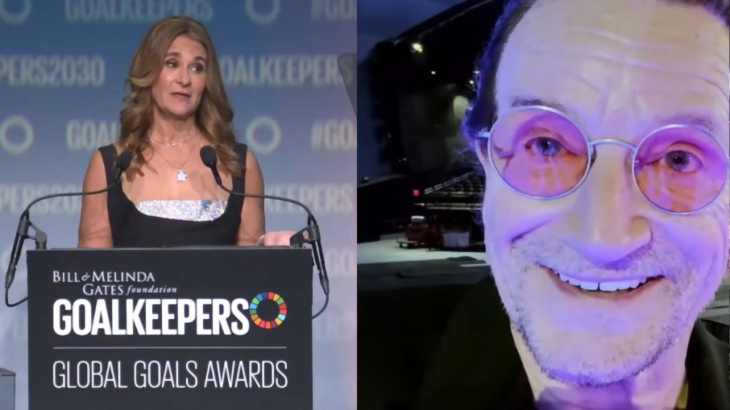 Melinda French Gates och U2:s sångare Bono från prisgalan Global Goals Awards den 19 september 2023. (Foto via YouTube)
