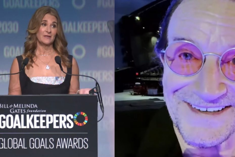 Melinda French Gates och U2:s sångare Bono från prisgalan Global Goals Awards den 19 september 2023. (Foto via YouTube)